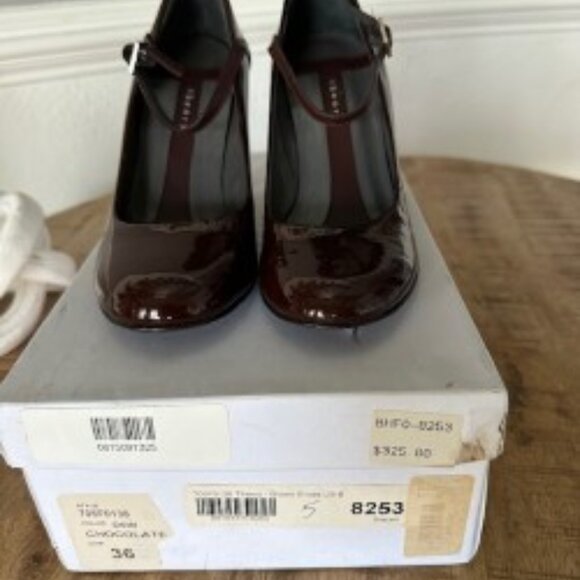 Theory Chocolate Patent Leather Heels Size 36 - Picture 2 of 6